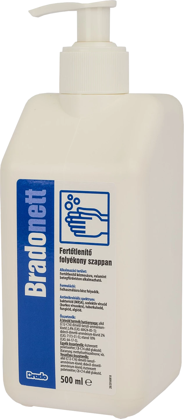 BradoNETT kézfertőtlenítő folyékony szappan pumpás 500ml