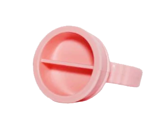 Gyűrű 2 részes, nagy, rózsaszín, műszempilla ragasztó vagy sminktetováló pigment részére, 100db