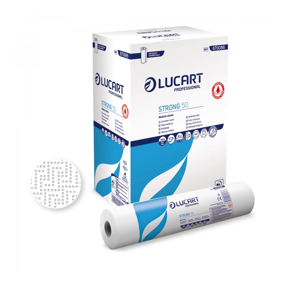 Papírlepedő 2 rétegű extra erős papír fehér 50cm x 50m, LUCART STRONG